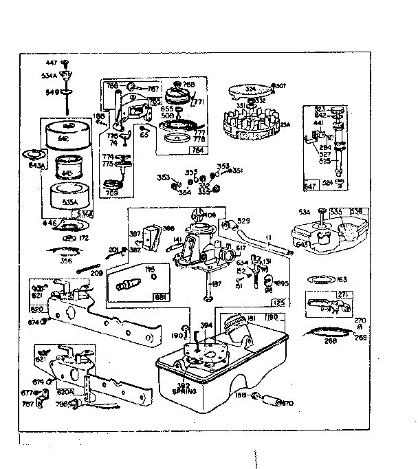 Carburetor And Fuel Tank Assembly Diagram and Parts List for 93500-93599 0101 - 0101 Briggs and Stratton Engine